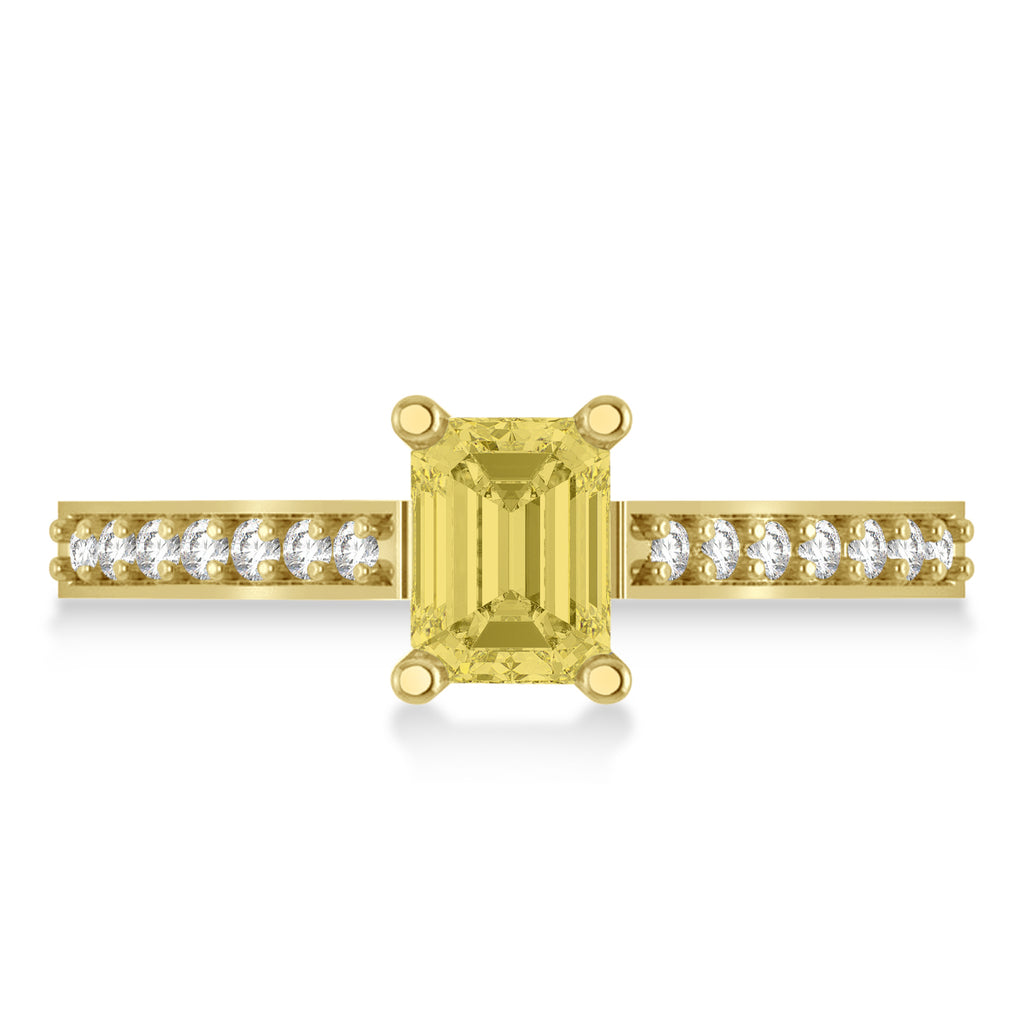 Yellow & White Emerald-Cut Diamond Pre-Set Engagement Ring 14k Yellow Gold (1.09ct)