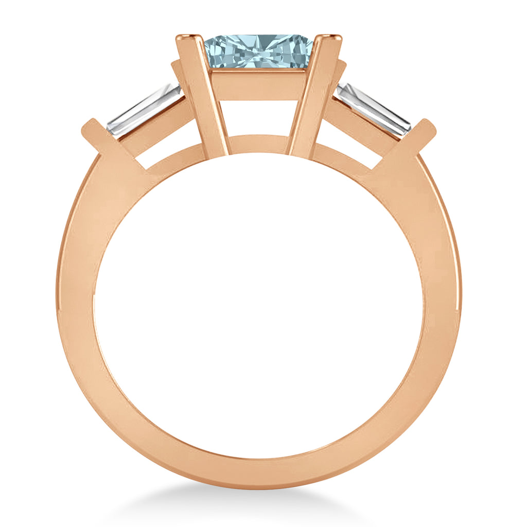 Aquamarine & Diamond Three-Stone Radiant Ring 14k Rose Gold (2.12ct)