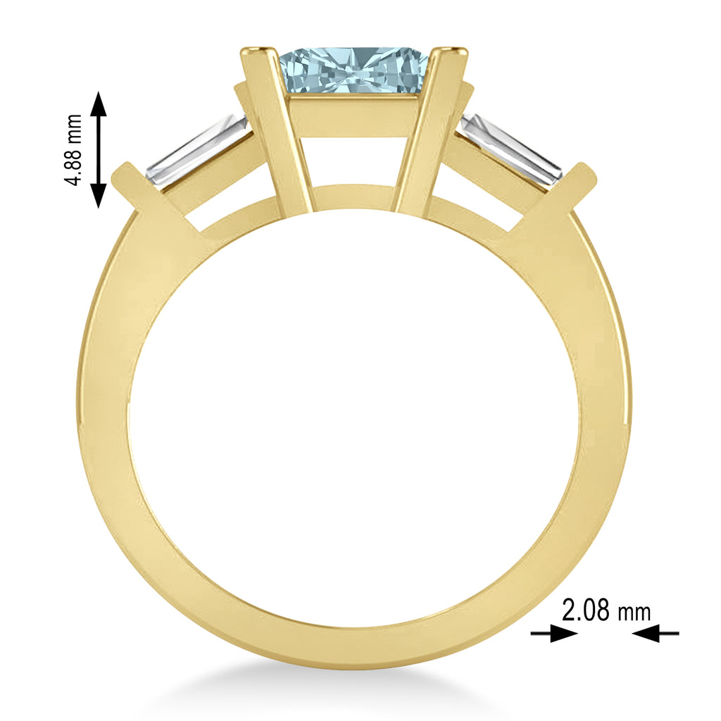 Aquamarine & Diamond Three-Stone Radiant Ring 14k Yellow Gold (2.12ct)