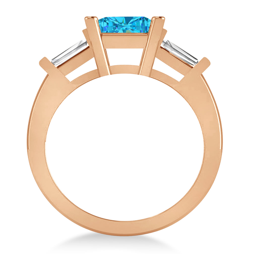 Blue Topaz & Diamond Three-Stone Radiant Ring 14k Rose Gold (2.12ct)
