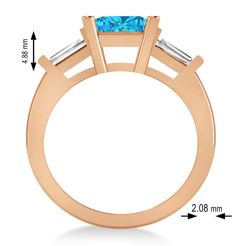 Blue Topaz & Diamond Three-Stone Radiant Ring 14k Rose Gold (2.12ct)