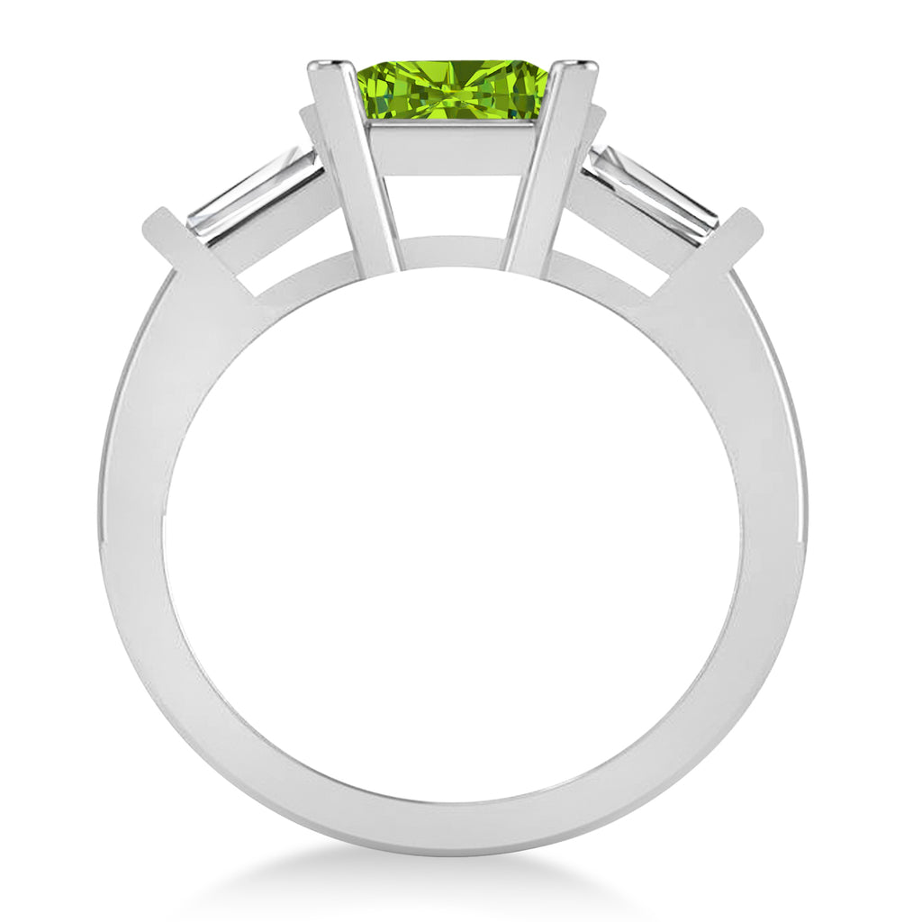 Peridot & Diamond Three-Stone Radiant Ring 14k White Gold (2.12ct)