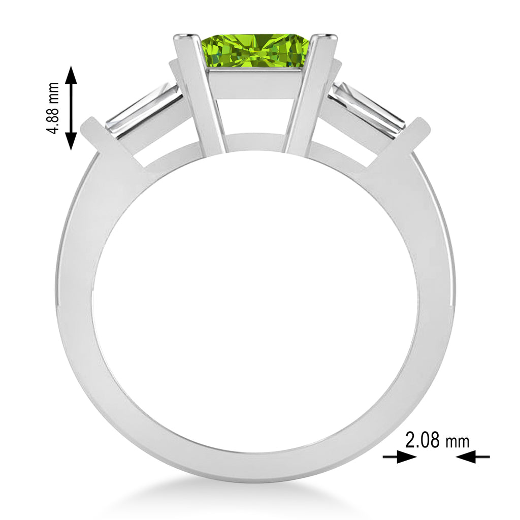 Peridot & Diamond Three-Stone Radiant Ring 14k White Gold (2.12ct)