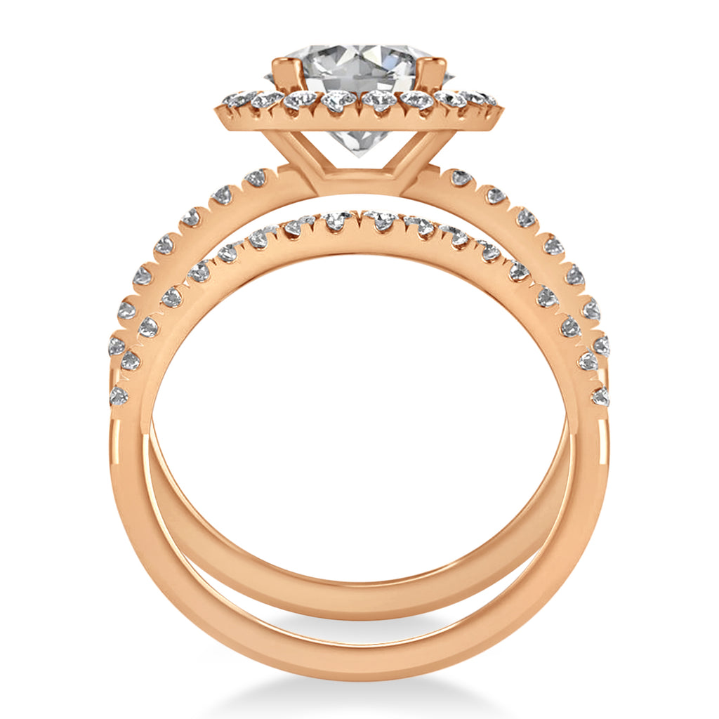 Diamond Round-Cut Halo Bridal Set 14K Rose Gold (2.77ct)