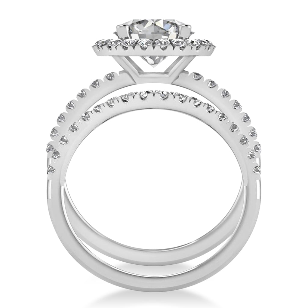 Diamond Round-Cut Halo Bridal Set 14K White Gold (2.77ct)