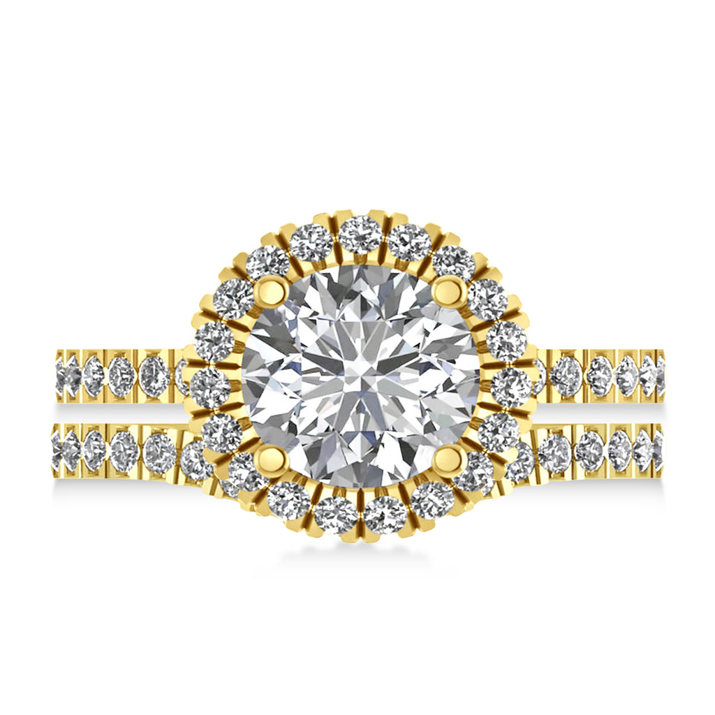 Diamond Round-Cut Halo Bridal Set 18K Yellow Gold (2.77ct)
