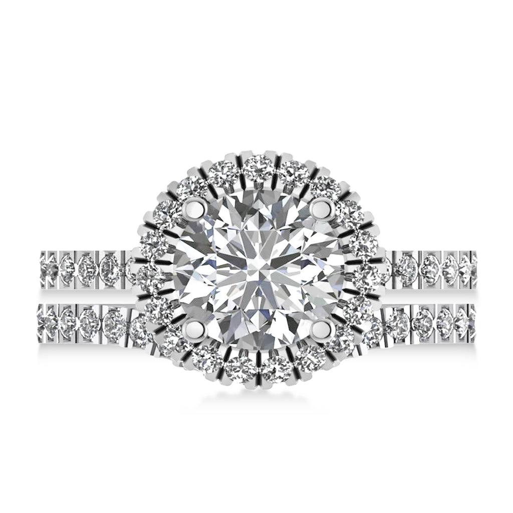 Diamond Round-Cut Halo Bridal Set Platinum (2.77ct)