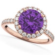 Halo Amethyst & Diamond Engagement Ring 18K Rose Gold 2.30ct