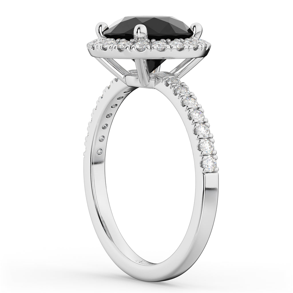Halo White & Black Diamond Engagement Ring Platinum (2.50ct)