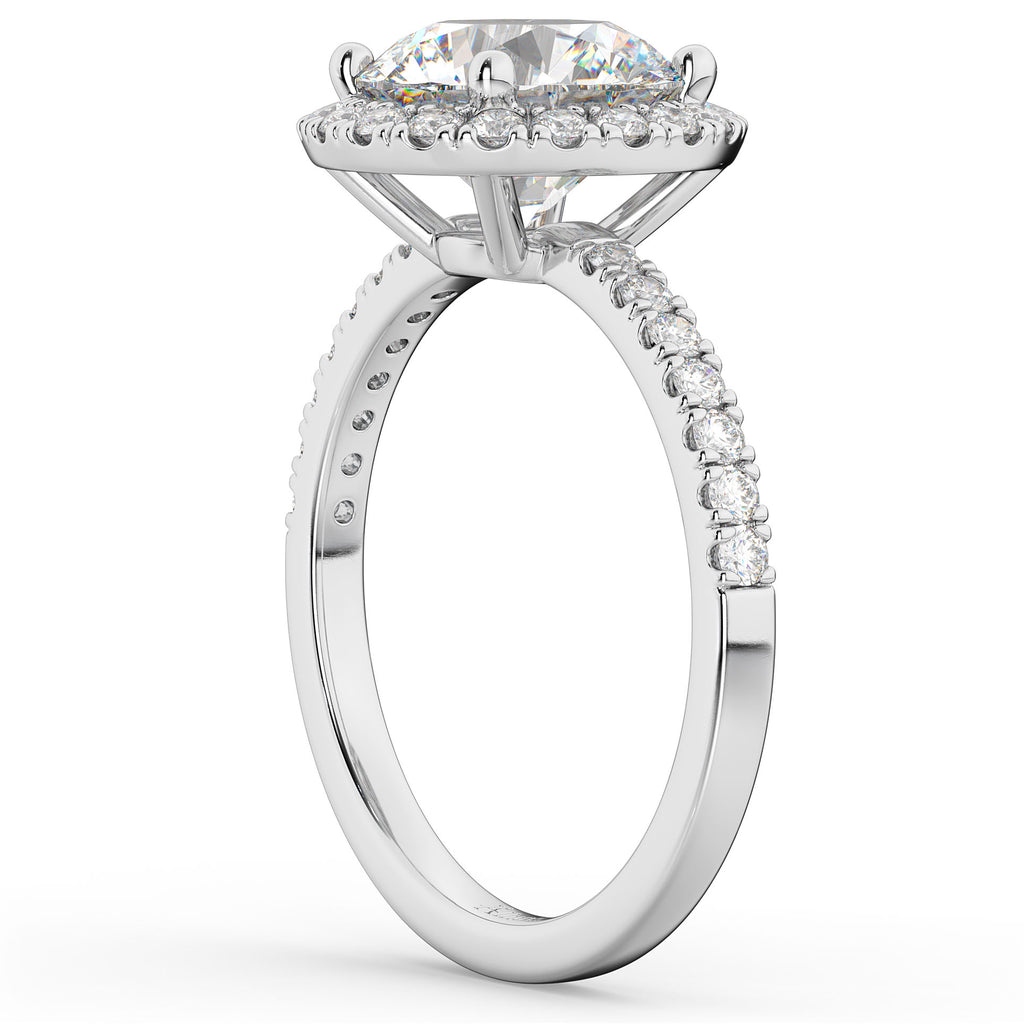 Lab Diamond Accented Halo Engagement Ring Setting 14K White Gold (0.50ct)