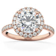 Lab Diamond Accented Halo Engagement Ring Setting 18k Rose Gold (0.50ct)