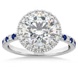 Blue Sapphire & Diamond Halo Engagement Ring Setting Platinum (0.50ct)