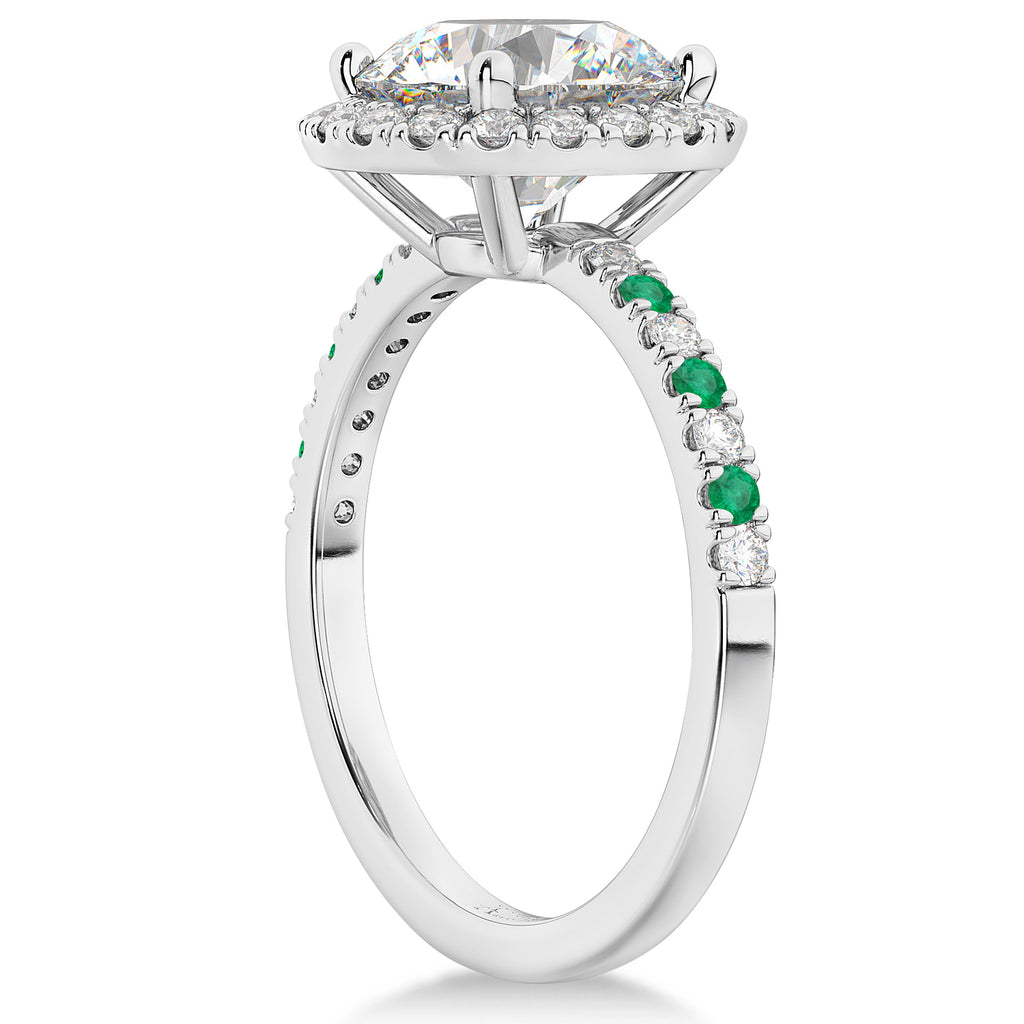 Emerald & Diamond Halo Engagement Ring Setting Platinum (0.50ct)