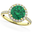 Halo Emerald & Diamond Engagement Ring 18K Yellow Gold 2.80ct