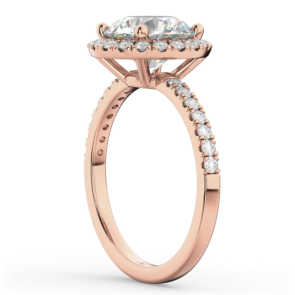 Round Halo Lab Diamond Engagement Ring 14K Rose Gold (2.50ct)
