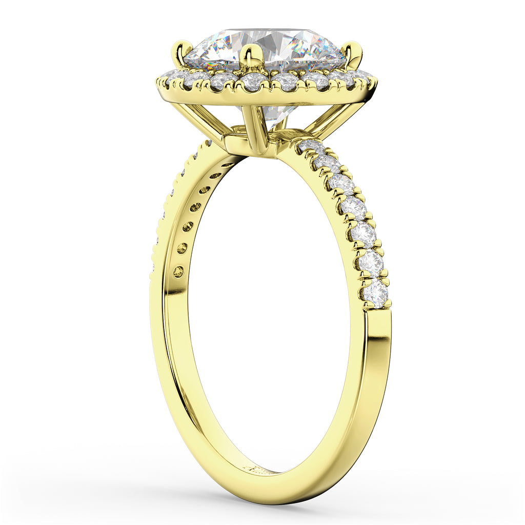 Round Halo Lab Grown Diamond Engagement Ring 18K Yellow Gold (2.50ct)