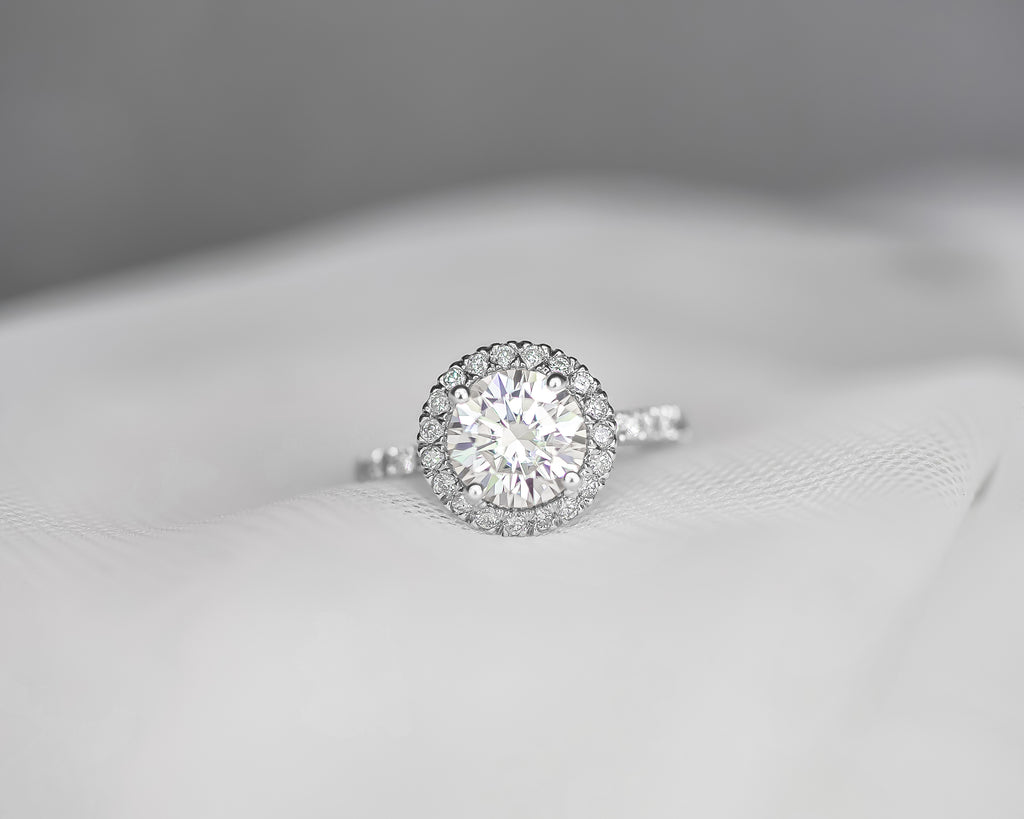 Round Halo Lab Grown Diamond Engagement Ring Platinum (2.50ct)