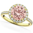 Halo Morganite & Diamond Engagement Ring 18K Yellow Gold 2.25ct