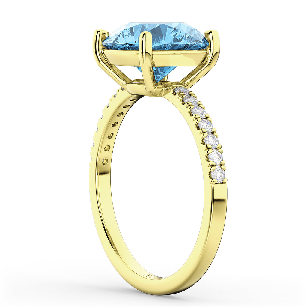 Blue Topaz & Diamond Engagement Ring 14K Yellow Gold 2.71ct