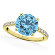 Blue Topaz & Diamond Engagement Ring 18K Yellow Gold 2.71ct