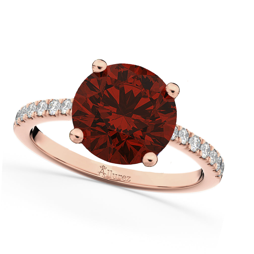 Garnet & Diamond Engagement Ring 14K Rose Gold 2.71ct