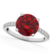 Lab Ruby & Diamond Engagement Ring 14K White Gold 2.51ct