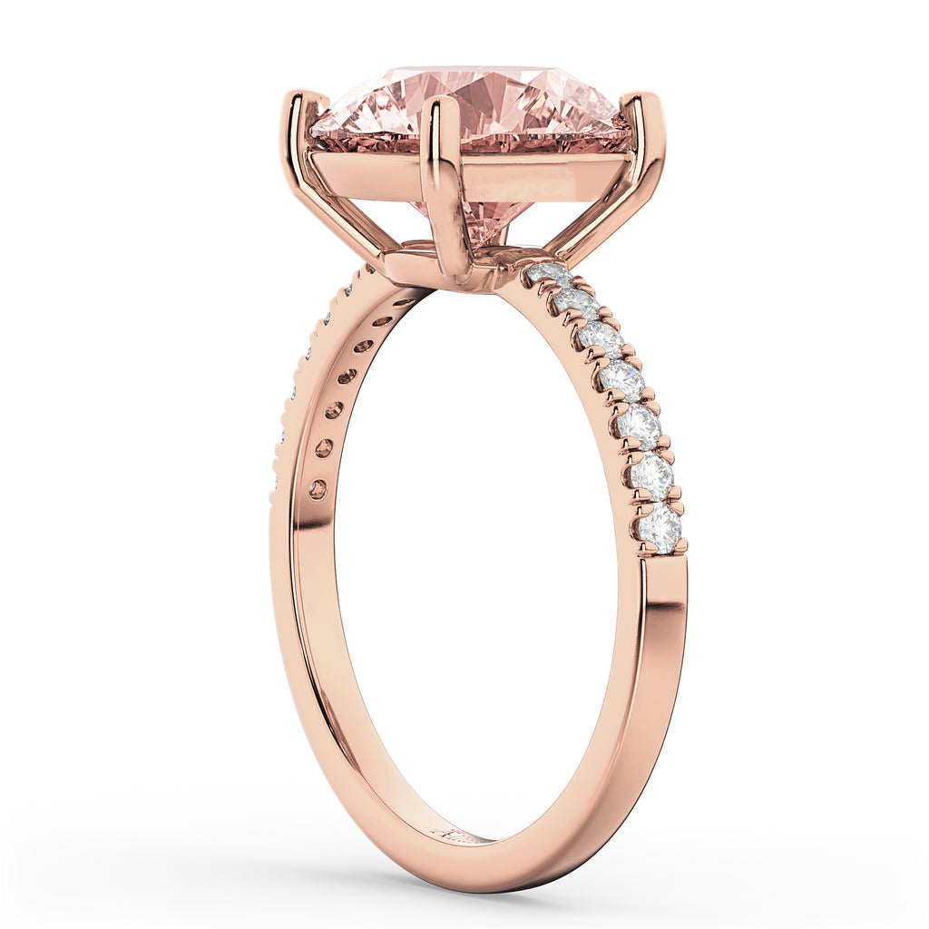 Morganite & Diamond Engagement Ring 14K Rose Gold 1.96ct