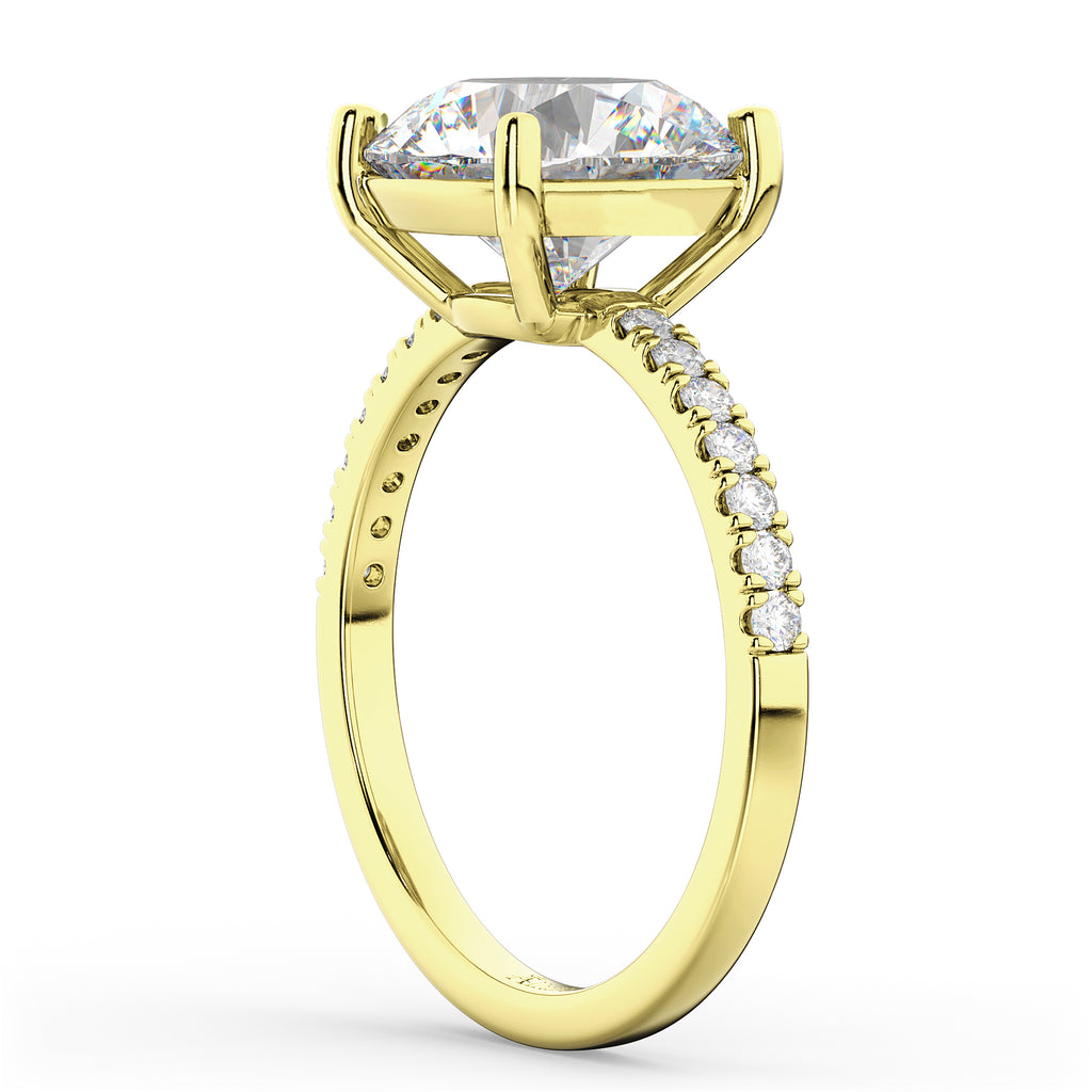 Moissanite & Diamond Engagement Ring 18K Yellow Gold 1.81ct