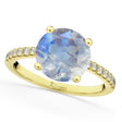 Moonstone & Diamond Engagement Ring 18K Yellow Gold 2.71ct