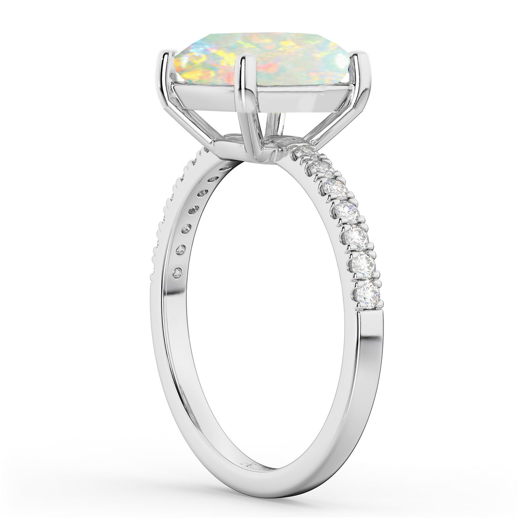 Opal & Diamond Engagement Ring 18K White Gold 1.51ct