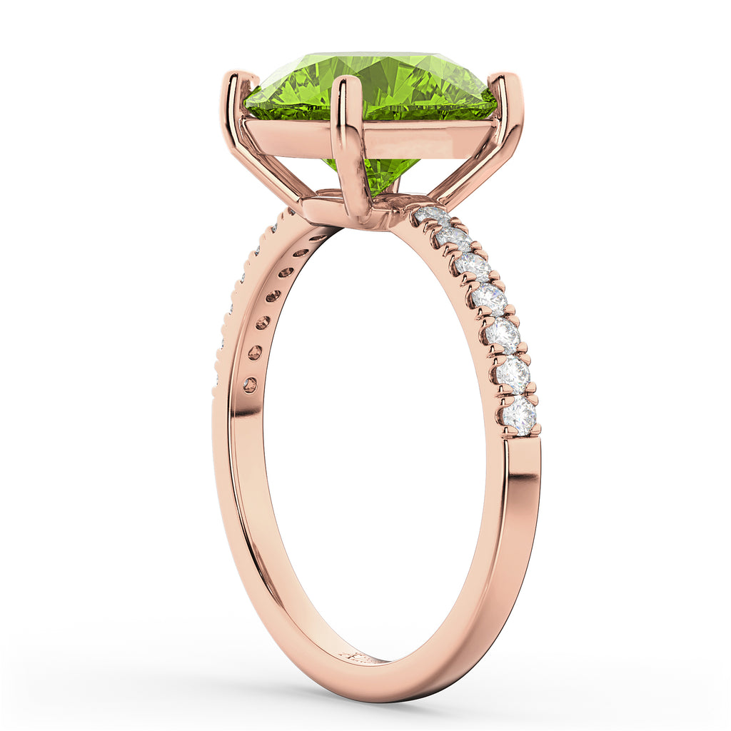 Peridot & Diamond Engagement Ring 14K Rose Gold 2.21ct