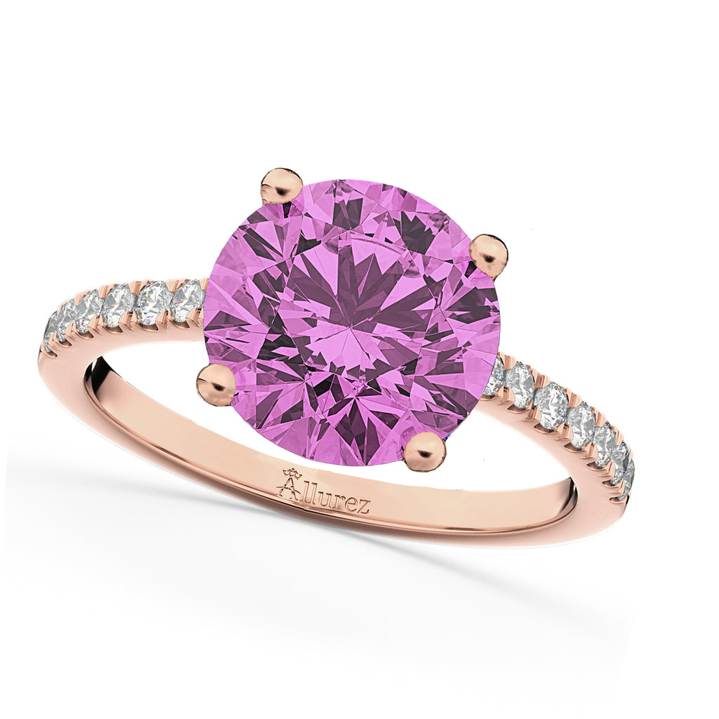 Pink Sapphire & Diamond Engagement Ring 14K Rose Gold 2.51ct