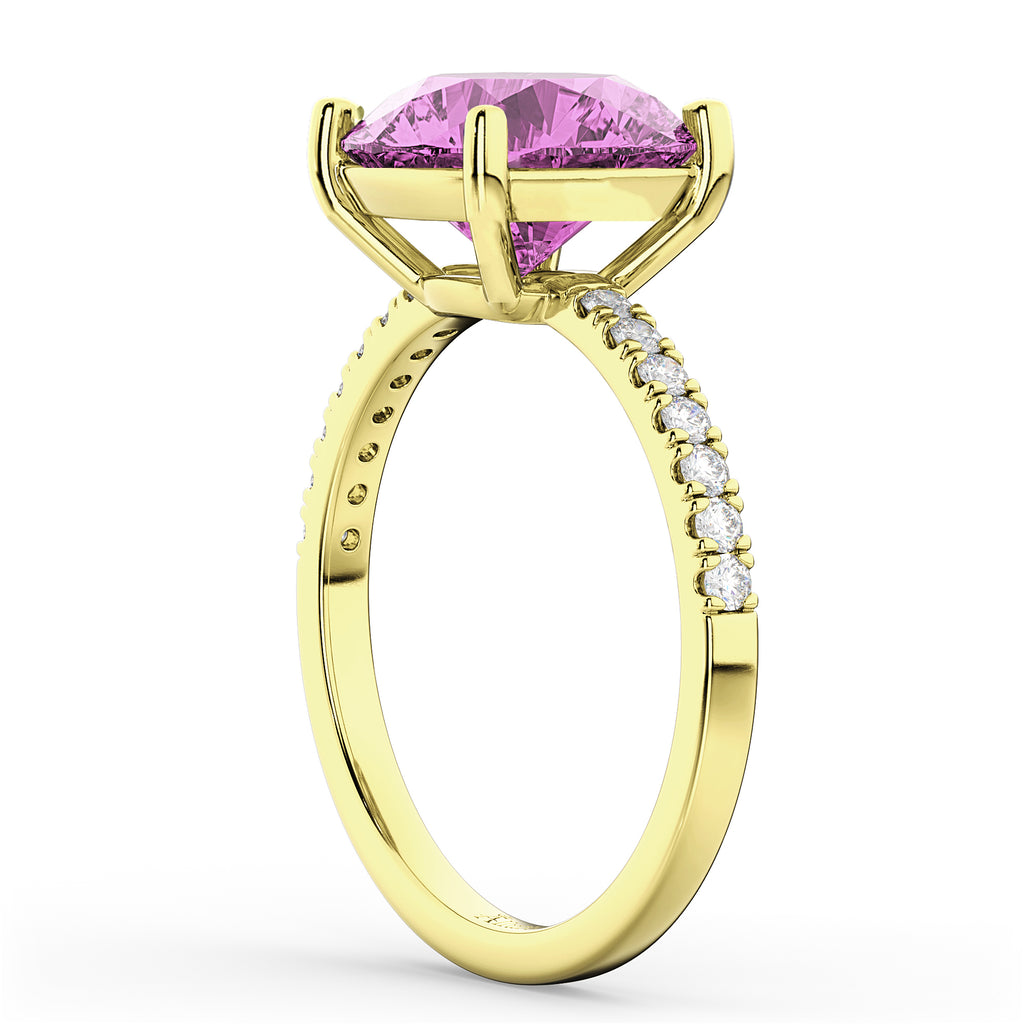 Pink Sapphire & Diamond Engagement Ring 14K Yellow Gold 2.51ct