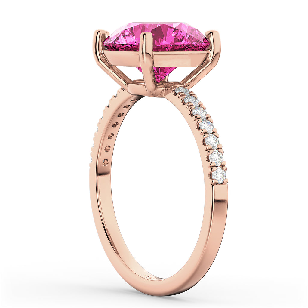 Pink Tourmaline & Diamond Engagement Ring 14K Rose Gold 2.21ct