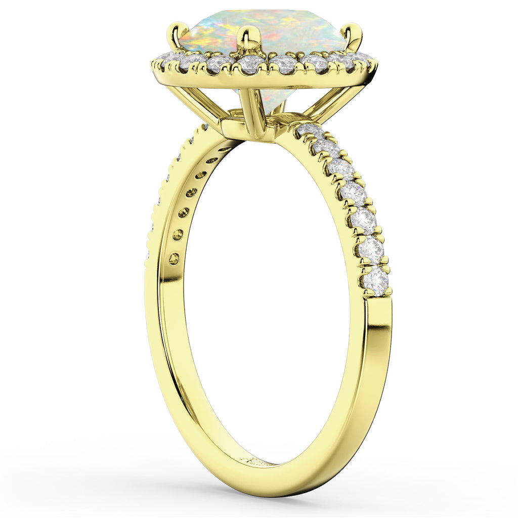 Halo Opal & Diamond Engagement Ring 18K Yellow Gold 1.80ct