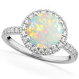 Halo Opal & Diamond Engagement Ring Platinum 1.80ct