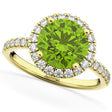 Halo Peridot & Diamond Engagement Ring 14K Yellow Gold 2.50ct