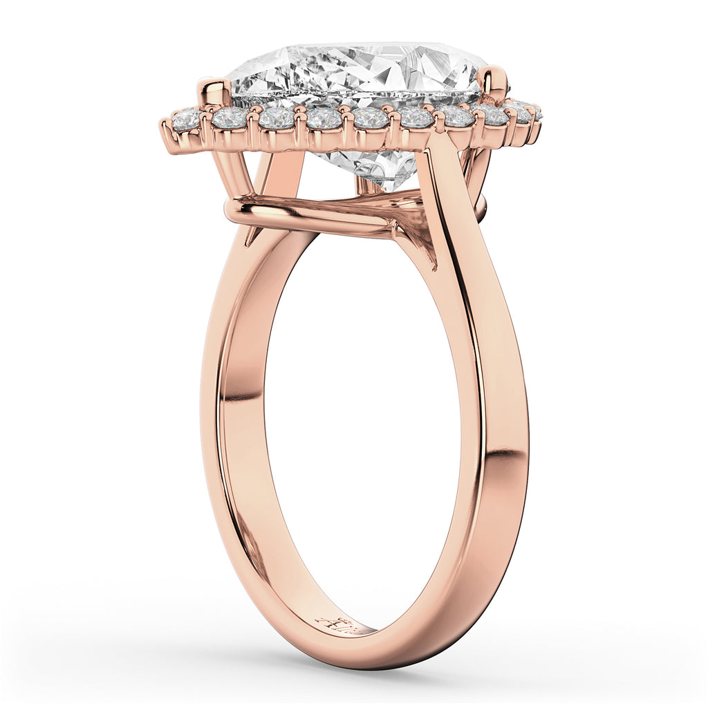 Pear Shaped Halo Diamond Engagement Ring 14K Rose Gold (4.69ct)