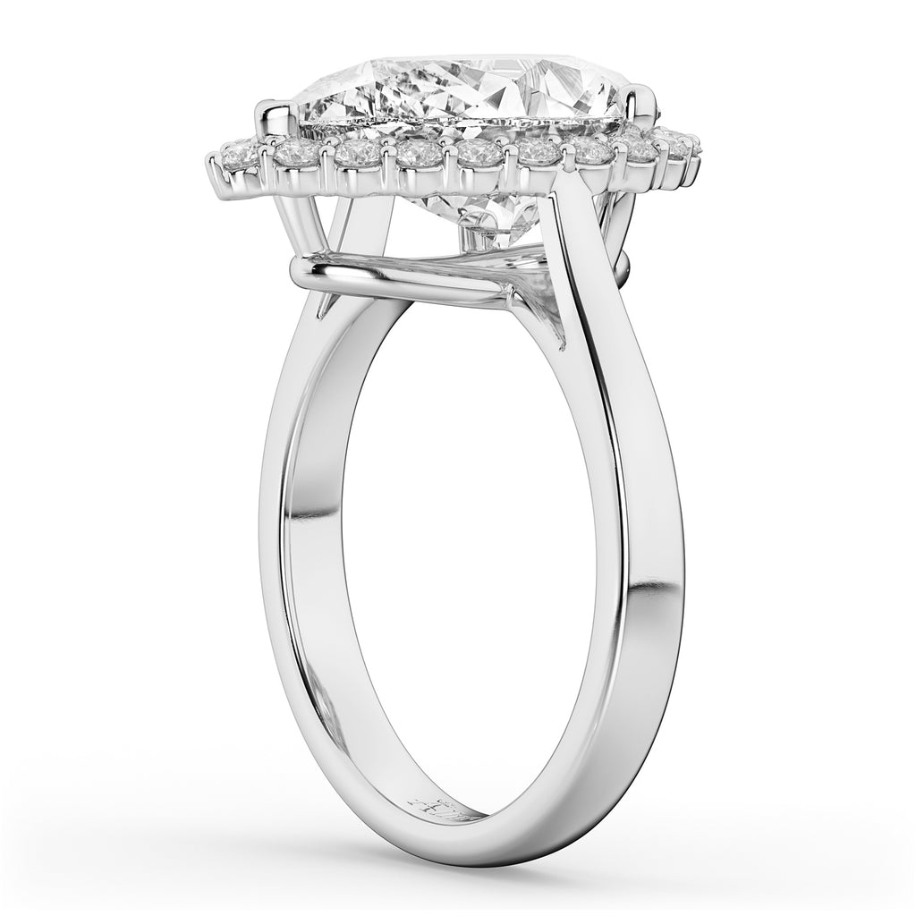 Pear Halo Lab Grown Diamond Engagement Ring 14K White Gold (4.69ct)