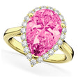 Pear Cut Halo Pink Tourmaline & Diamond Engagement Ring 14K Yellow Gold 7.19ct