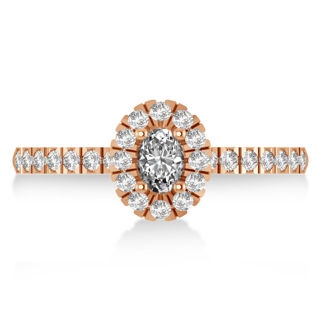 Oval Diamond Halo Engagement Ring 14k Rose Gold (0.60ct)