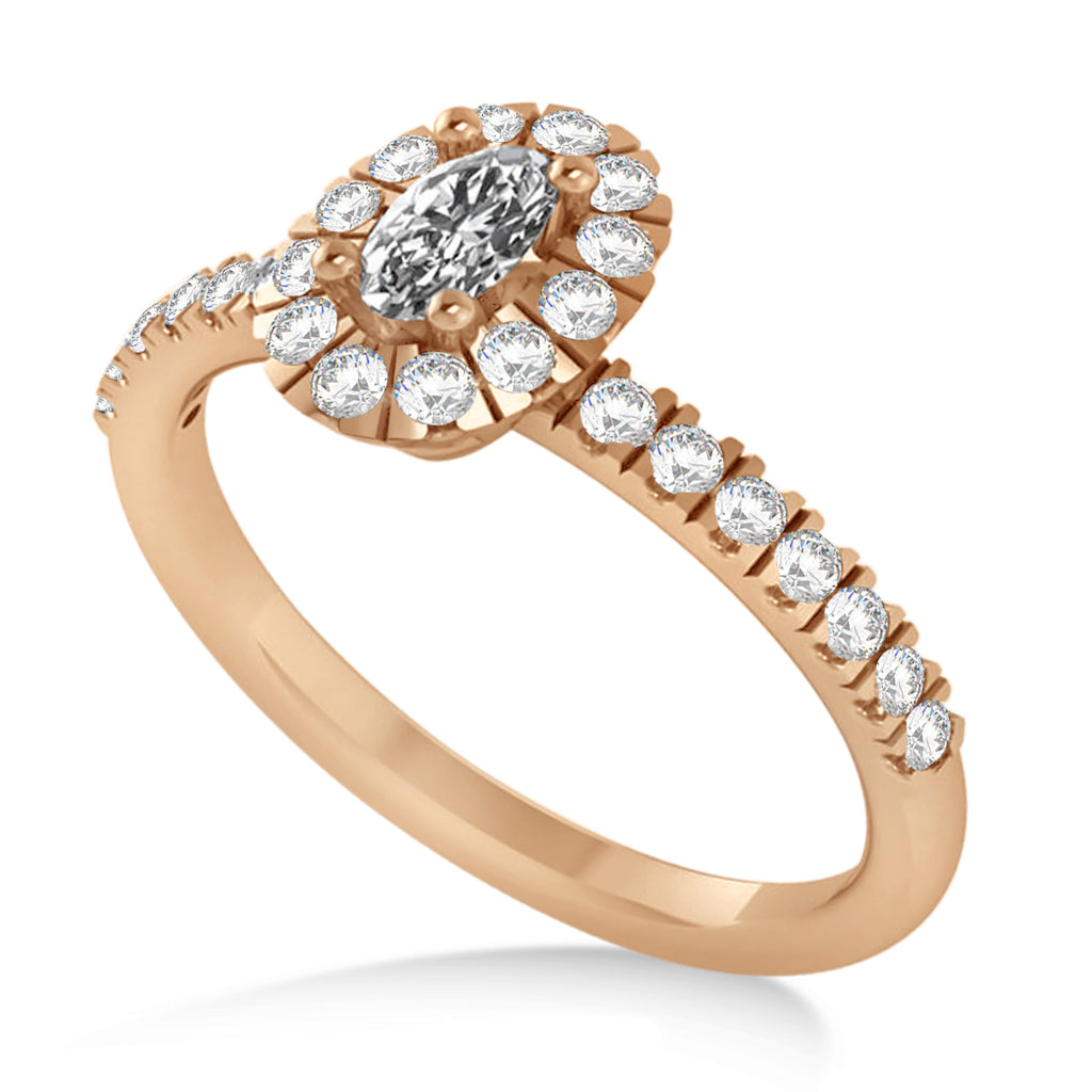 Oval Lab Diamond Halo Engagement Ring 14k Rose Gold (0.60ct)