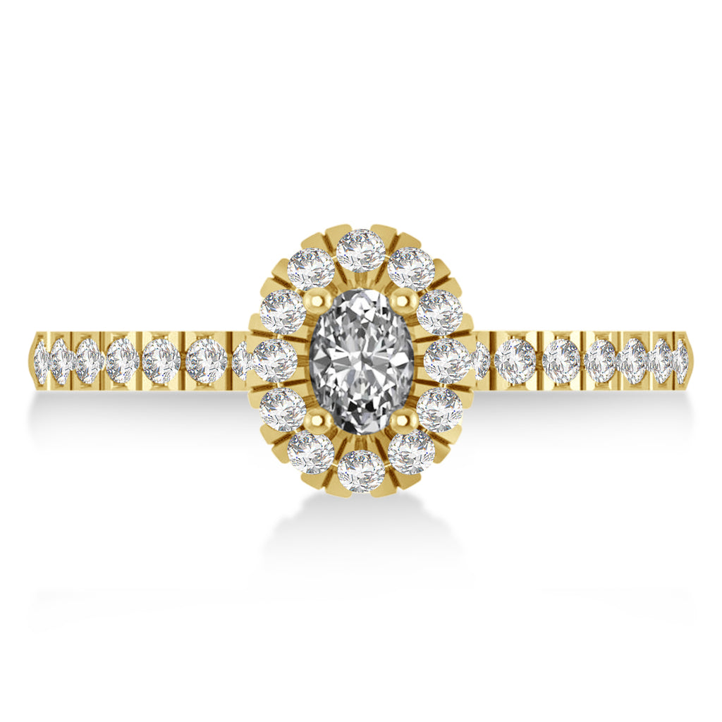 Oval Lab Grown Diamond Halo Engagement Ring 14k Yellow Gold (0.60ct)