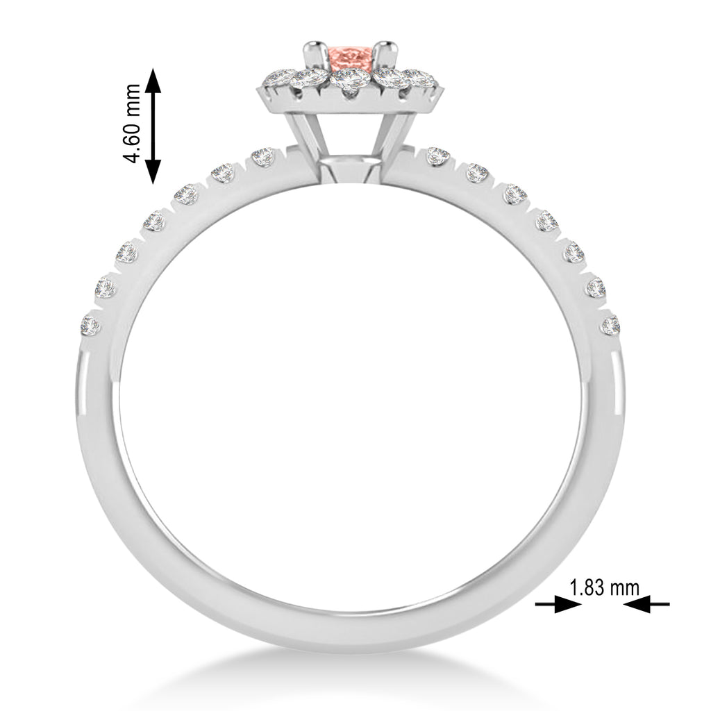 Oval Morganite & Diamond Halo Engagement Ring 14k White Gold (0.60ct)