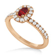 Oval Ruby & Diamond Halo Engagement Ring 14k Rose Gold (0.60ct)