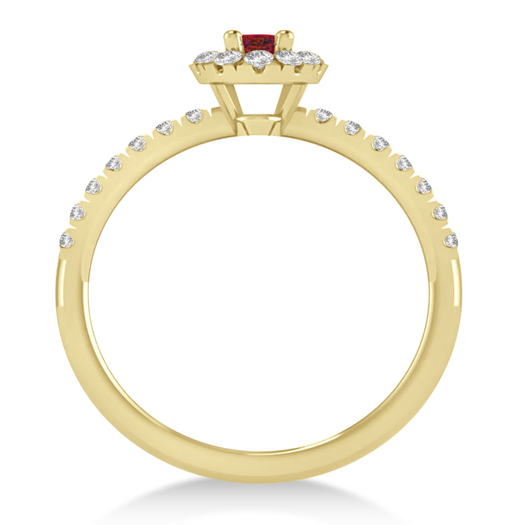 Oval Ruby & Diamond Halo Engagement Ring 14k Yellow Gold (0.60ct)