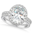 Diamond Oval-Cut Halo Bridal Set 14k White Gold (3.78ct)