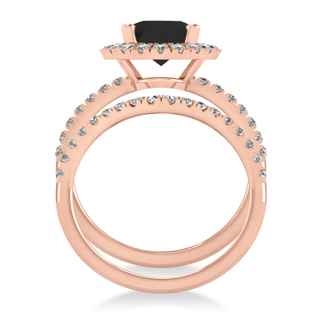 Black & White Diamonds Oval-Cut Halo Bridal Set 14K Rose Gold (3.78ct)