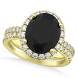 Black & White Diamonds Oval-Cut Halo Bridal Set 14K Yellow Gold (3.78ct)