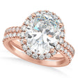 Lab & White Diamonds Oval-Cut Halo Bridal Set 14K Rose Gold (3.78ct)
